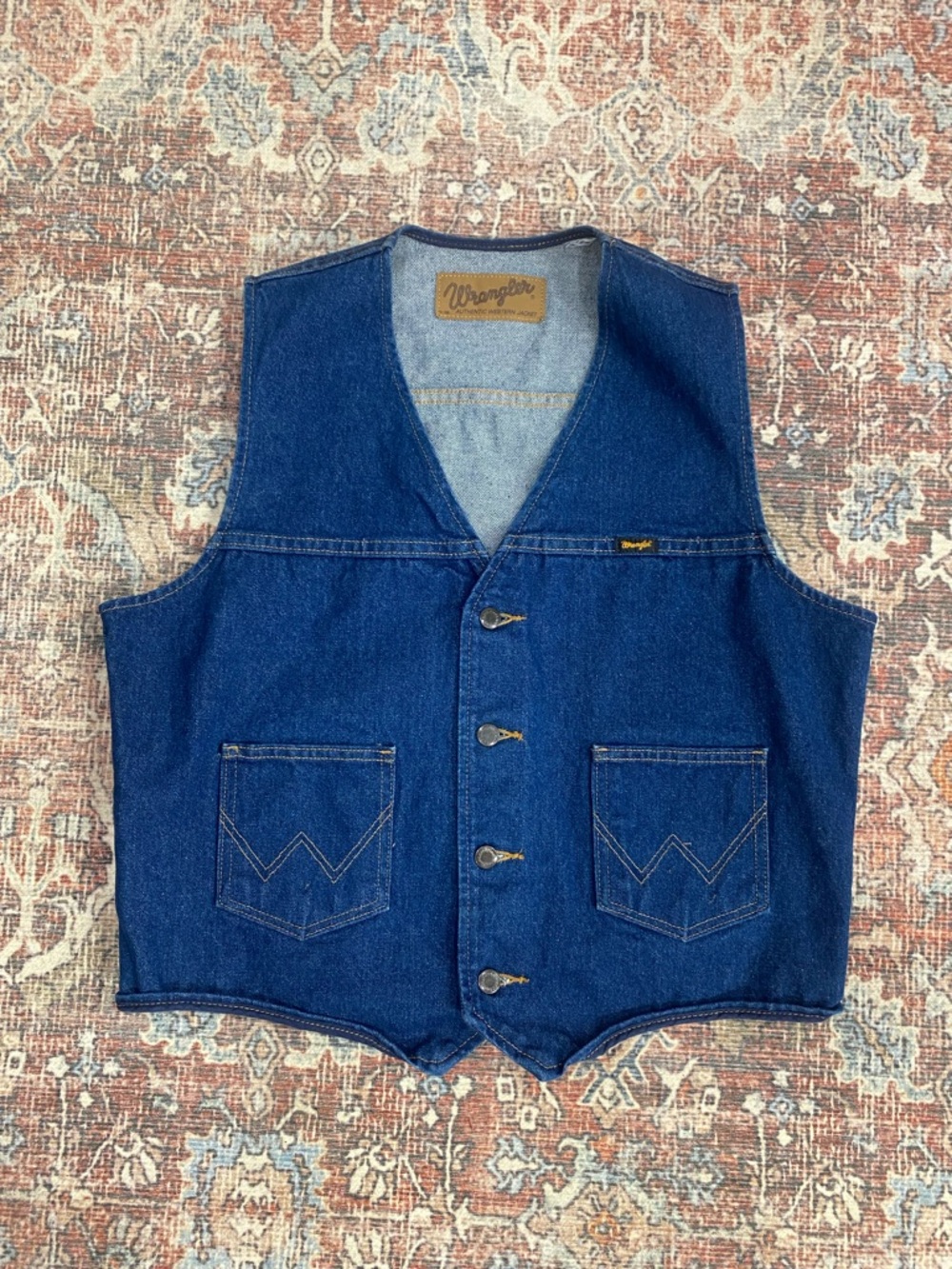 Wrangler vintage blue denim western cowboy trucker vest L
